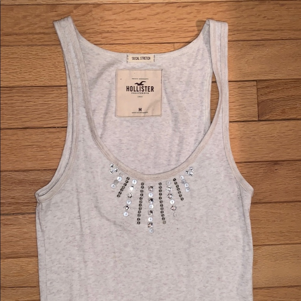 Hollister off white tank with sequins